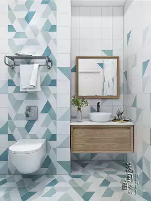 Nordic hipster green geometric tiles 200 kitchen powder room wall tiles balcony hexagonal tiles non-slip floor tiles