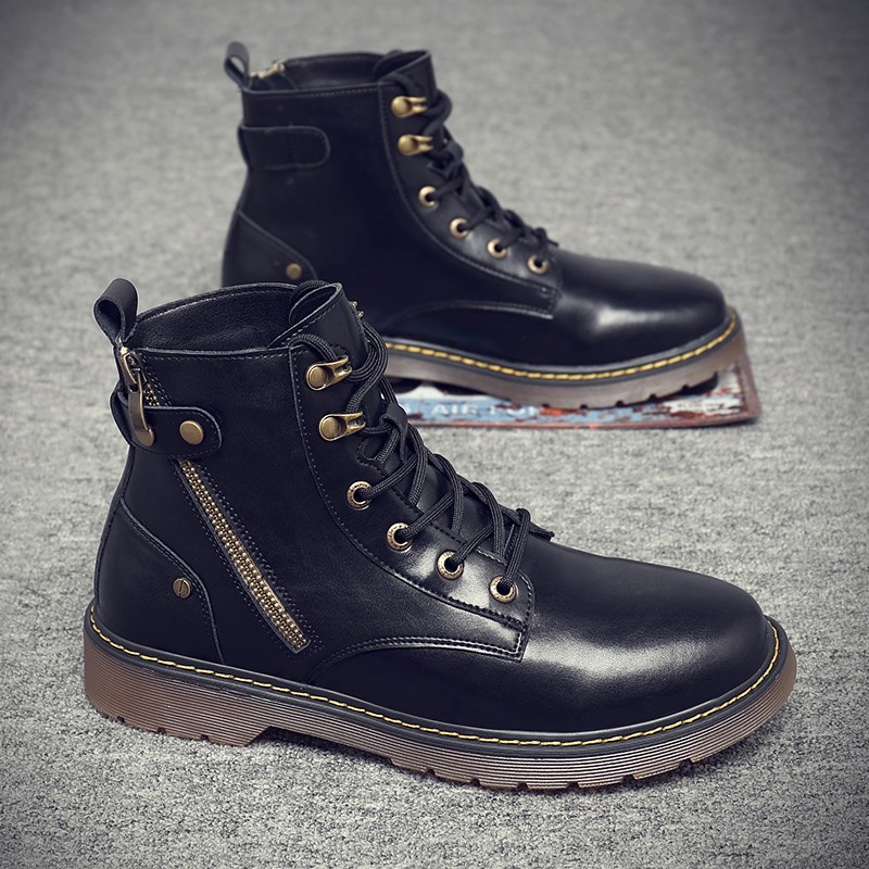 Tide brand Martin boots men's 2022 new British style men's shoes leather wild high-top leather boots mid-tube tooling boots