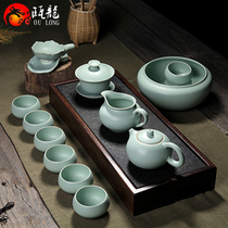  Oulong Chai kiln Ru kiln opening piece set Kung Fu tea set Celadon Ru porcelain Teapot Teacup Household