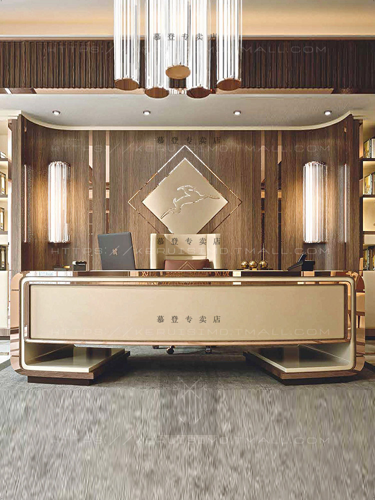 Light Extravagant Boss Table Table New President Solid Wood Baking Varnish Large Class Table Villa Home Arc Desk Chair Custom-Taobao