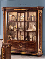 English Style Bookcase Bookcase Glass Door Full Wall President Office Cabinet Solid Wood Cabinet Show Cabinet Italy