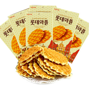 Korean food imported snacks Lotte Cream Waffle 40g * 6 boxes of cream egg pancakes biscuits