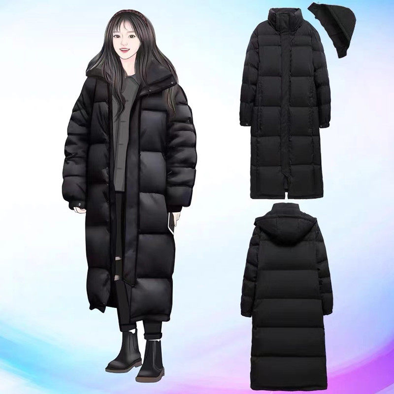 Down padded jacket women's mid-length 2022 new Korean version loose thickened mid-drama test cotton-padded jacket winter jacket school uniform