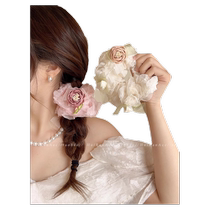 Rose flower large intestine hair ring head flower internet celebrity 2024 new high-end ball hair accessories exquisite and high-end headband