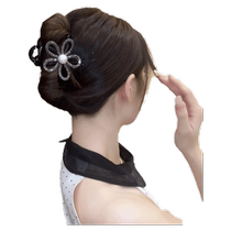 2024 New High-end Flash Diamond Hollow Flower Clip for Back of Head Hair Shark Clip High Ponytail Hair Clip for Women