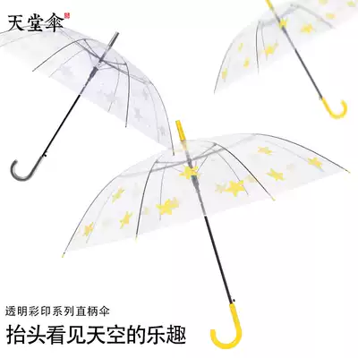 Paradise umbrella transparent umbrella female ins fully automatic opening Student long handle umbrella sunny rain dual-purpose hipster Japan and Korea