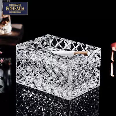 Czech BOHEMIA imported crystal glass ashtray with cover anti-fly ash Nordic Home Office Premium Box