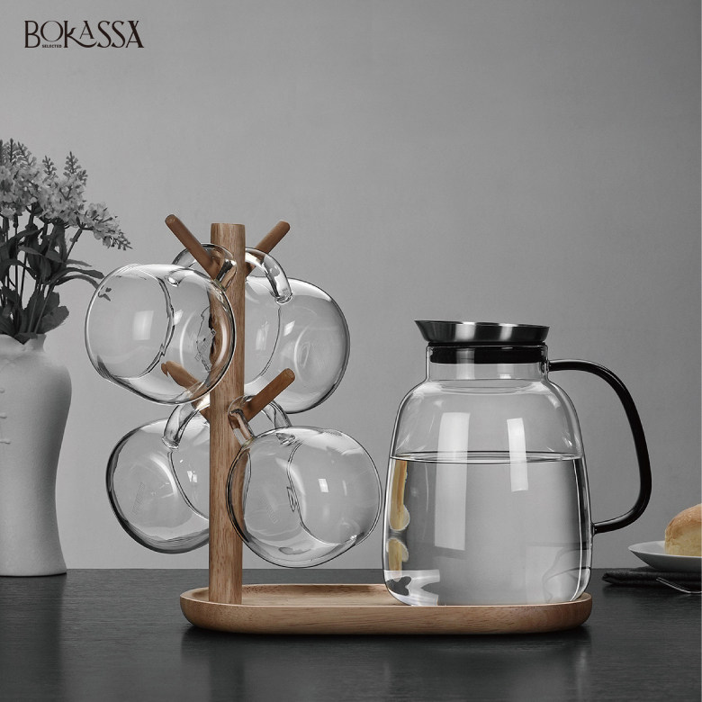 Nordic simple high temperature resistant large capacity cold kettle home living room heat-resistant glass herbal teapot drinking cup set