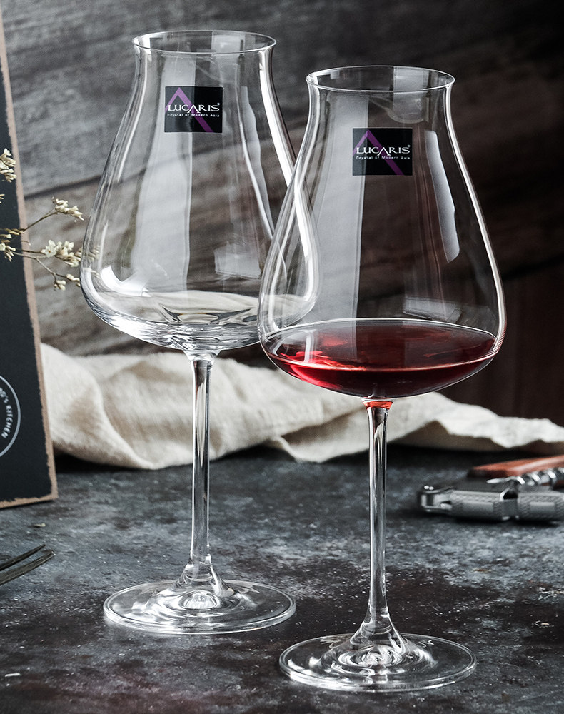Thai LUCARIS IMPORT CRYSTAL GLASS TULIP Large Bordeaux Red Wine Glasses High Foot Cup