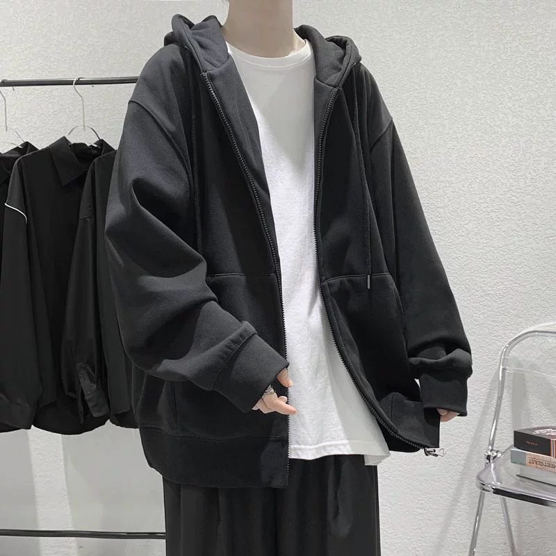 Tide, demi-season jacket, hoody for students, trend sweatshirt for leisure, oversize