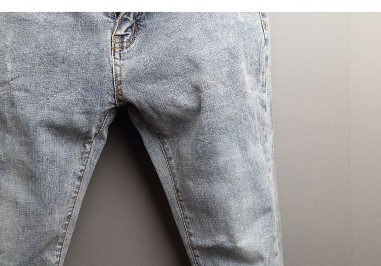 Thời trang nam hợp thời trang đơn giản và đơn giản, quần denim xanh nam mới Hàn Quốc trẻ trung quần hoang dã quần thun nam