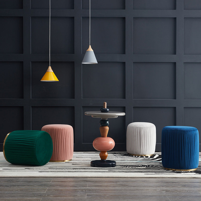 DEGAS Degas Light luxury post-modern custom flannel low round stool living room changing shoe stool home door sofa stool