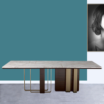 Light luxury modern entrance table Creative long dining table Entrance table Simple Italian marble end view table Square conference table