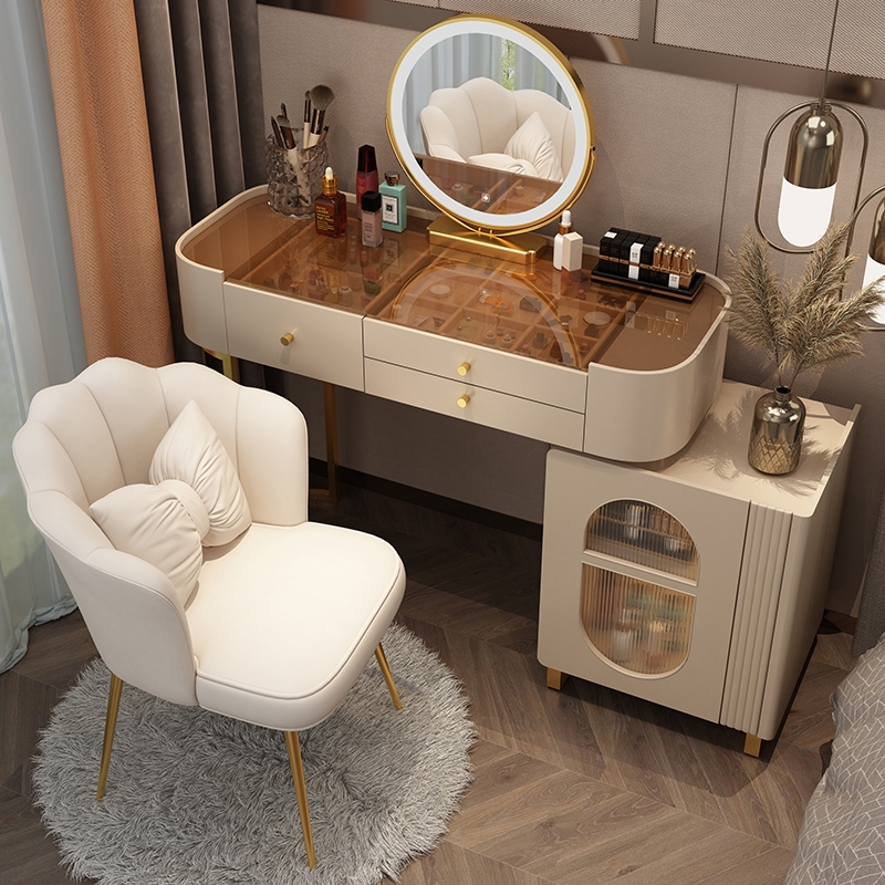 Light luxury dressing table bedroom modern minimalist net red ins style small apartment advanced dressing table storage cabinet integrated