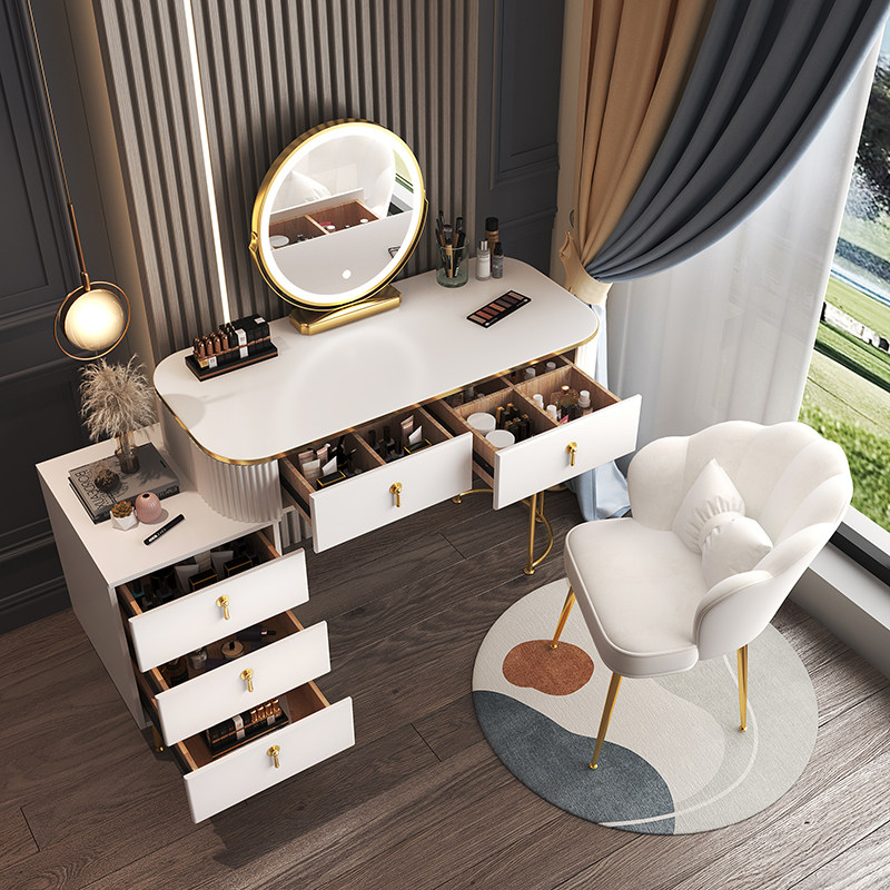 Light Extravagant Nets Red Ins Wind Advanced Makeup Desk Bedrooms Small Family Modern Minimalist Makeup Bench Table Containing Cabinet Integrated