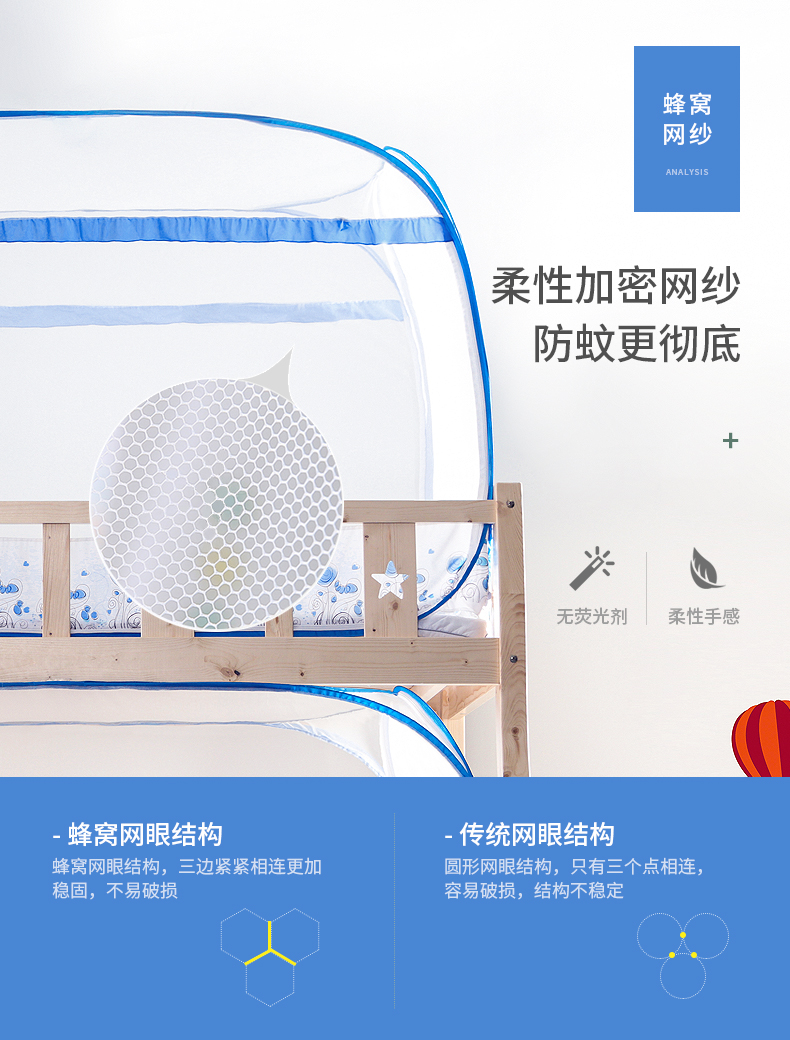 Xấu hổ Elf Giường trẻ em Muỗi Mạng lưới Ký túc xá Sinh viên Bunk Cài đặt miễn phí Yurt 1.0 / 1.5m Giường - Lưới chống muỗi màn chụp vuông gấp gọn