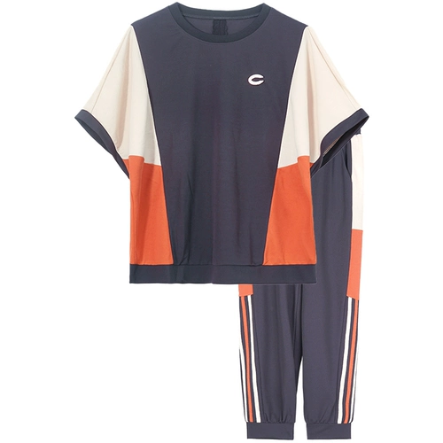 Летняя одежда для матери, спортивный костюм, тонкая толстовка для пожилых людей, футболка, для среднего возраста, короткий рукав, в западном стиле