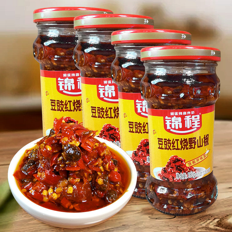 Jincheng black bean sauce braised wild mountain pepper 2 bottles of Pingjiang specialty Hunan rice mixed with chili sauce super hot super hot Wang Xia rice sauce