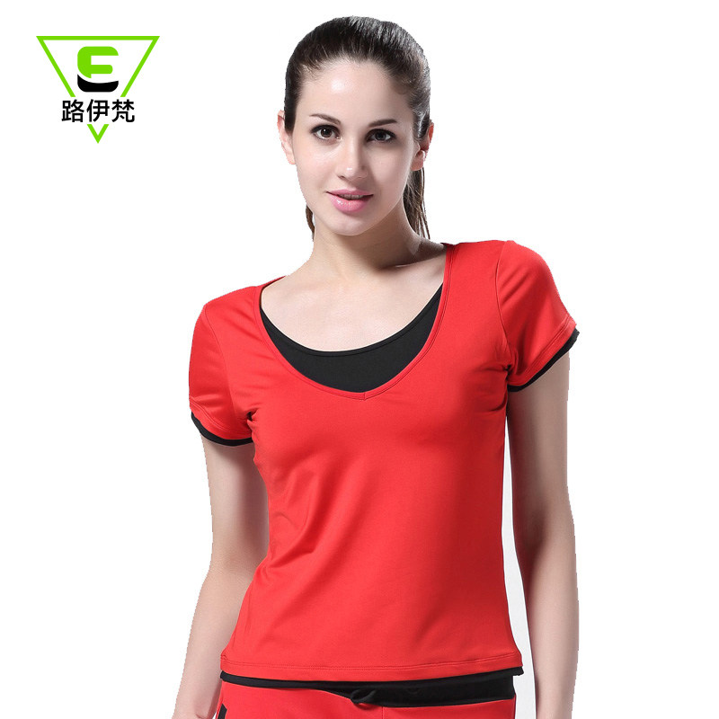 Luivan Summer Dance Jacket Short Sleeve Aerobics Jacket Yoga Suit Shockproof Sports Jacket Female 4353