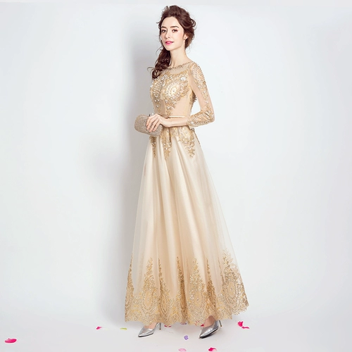 Золотое длинное вечернее платье, костюм, изысканный стиль