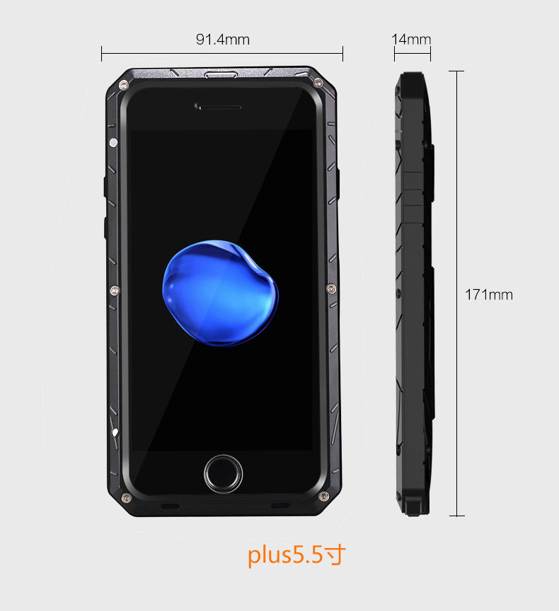 iMatch Water Resistant Shockproof Dust/Dirt/Snow-Proof Aluminum Metal Case Cover for Apple iPhone 7 Plus & iPhone 7