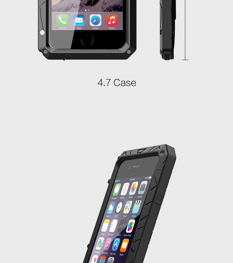 iMatch Water Resistant Shockproof Dust/Dirt/Snow-Proof Aluminum Metal Case Cover for Apple iPhone 6S Plus/6 Plus