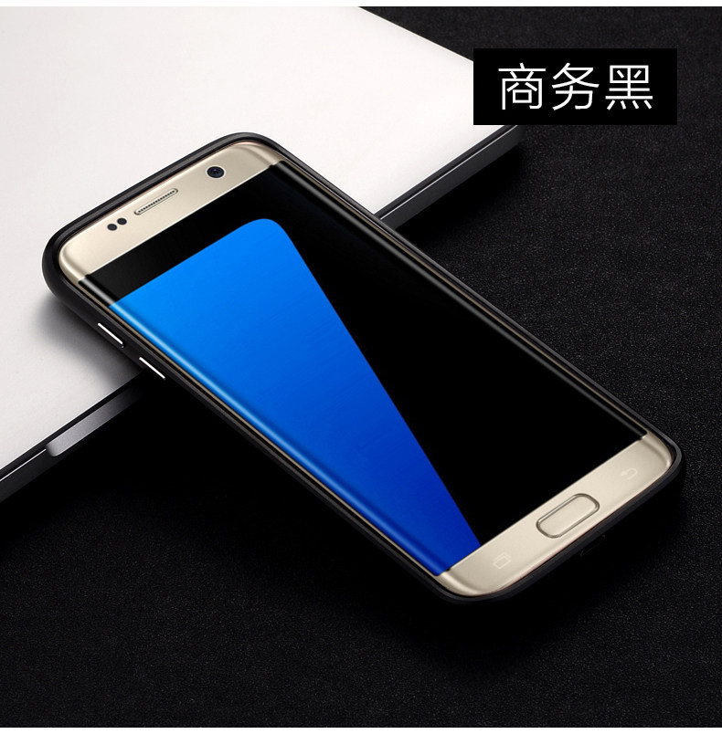 iMatch Luxury Aluminum Metal Bumper Premium Genuine Leather Back Cover Case for Samsung Galaxy S7 Edge G9350 & S7 G9300