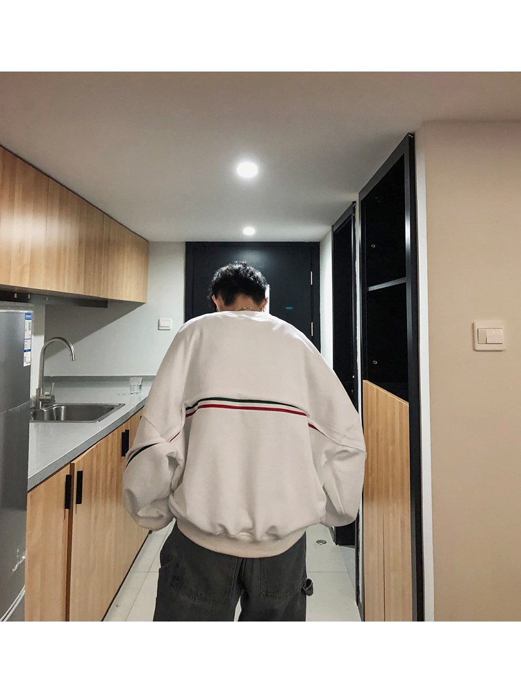 Mùa xuân mới giản dị cổ tròn áo len hip hop nam cộng với béo lớn size béo áo khoác lỏng phiên bản Hàn Quốc của xu hướng quần áo nam - Áo len áo hoodie ngắn tay