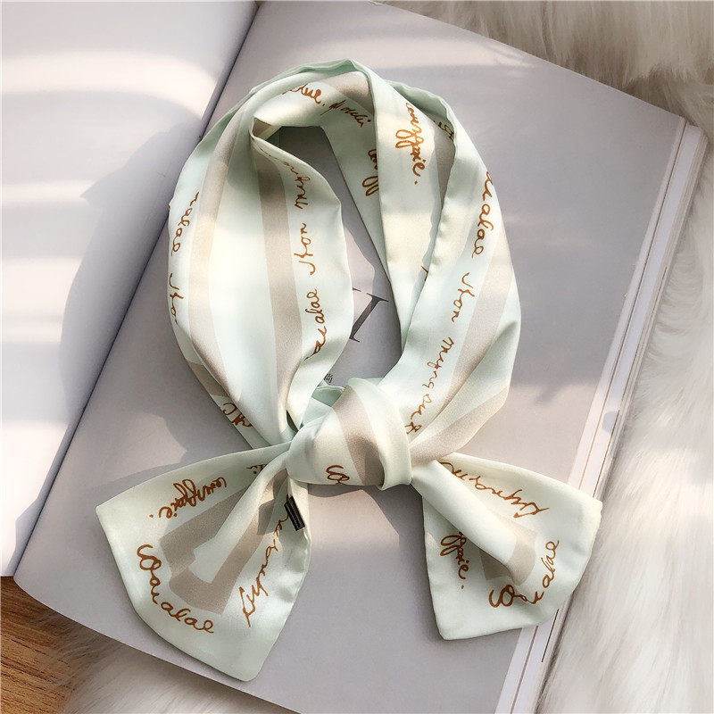 Trendy spring and autumn small silk scarf women's decoration Korean long scarf ins wild Korean version of the narrow spring tie scarf