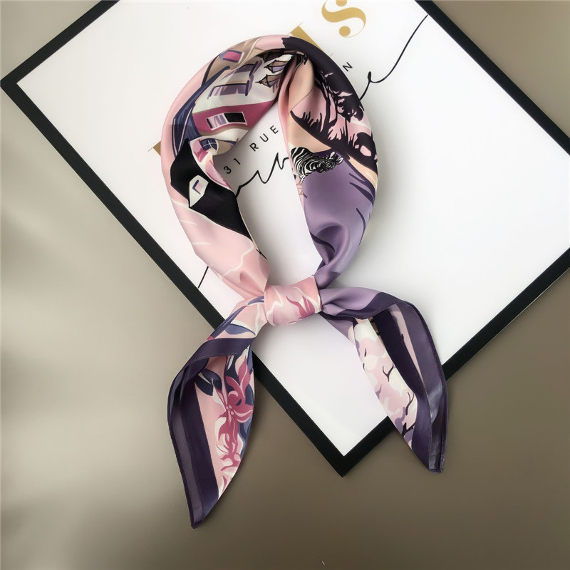 2021 Korean version of the new silk scarf female ins literary small square scarf silk scarf professional cartoon animation autumn and winter small scarf