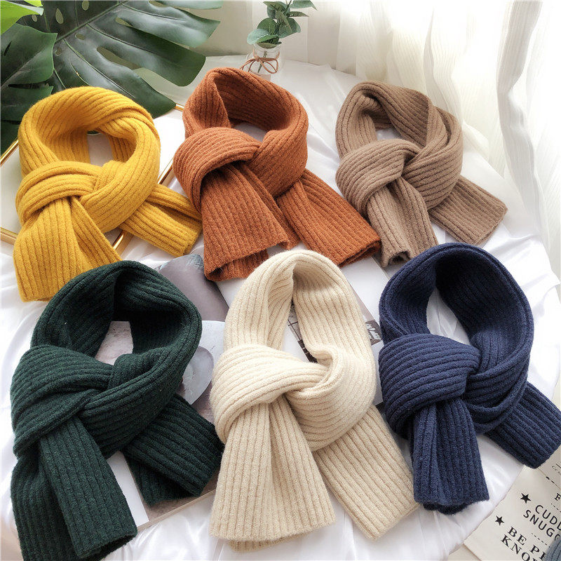 Winter thickened Korean long wool scarf for women. Students can match the pure color Japanese small fresh warm scarf