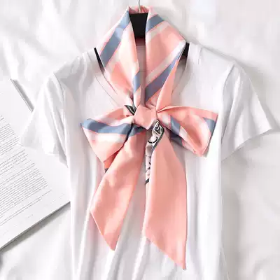 Jane Niu fashion scarf spring, summer and autumn Joker twill silk scarf double-layer long version narrow decorative professional small silk scarf women