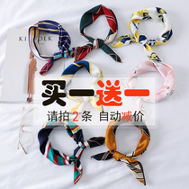  Spring and summer small scarf small silk scarf Korean turban scarf shawl dual-use ladies professional stewardess wild small square towel tide