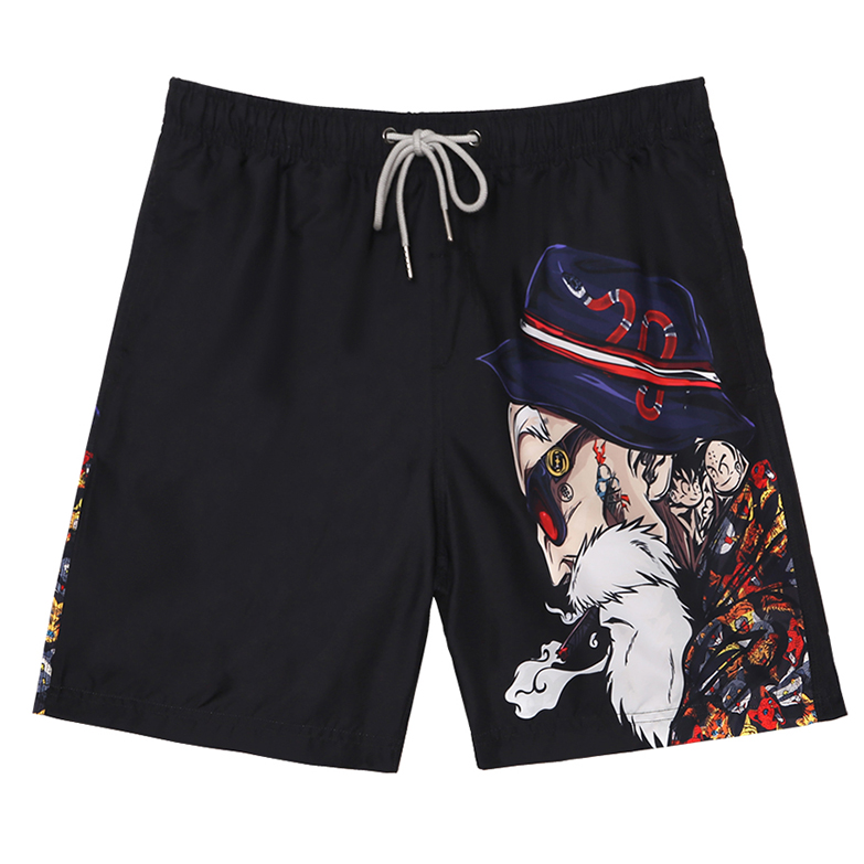 Men's quick-dry beach pants hot spring swim trunks cartoon loose size five-point pants vacation casual big pants