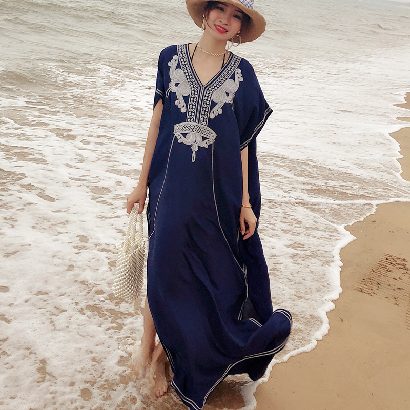 Loose Shade with Enlarged GaFat Beach Skirt Sunscreen Clothed Bikini Hooded Beach Jacket Pregnant Woman Nepotism Dress