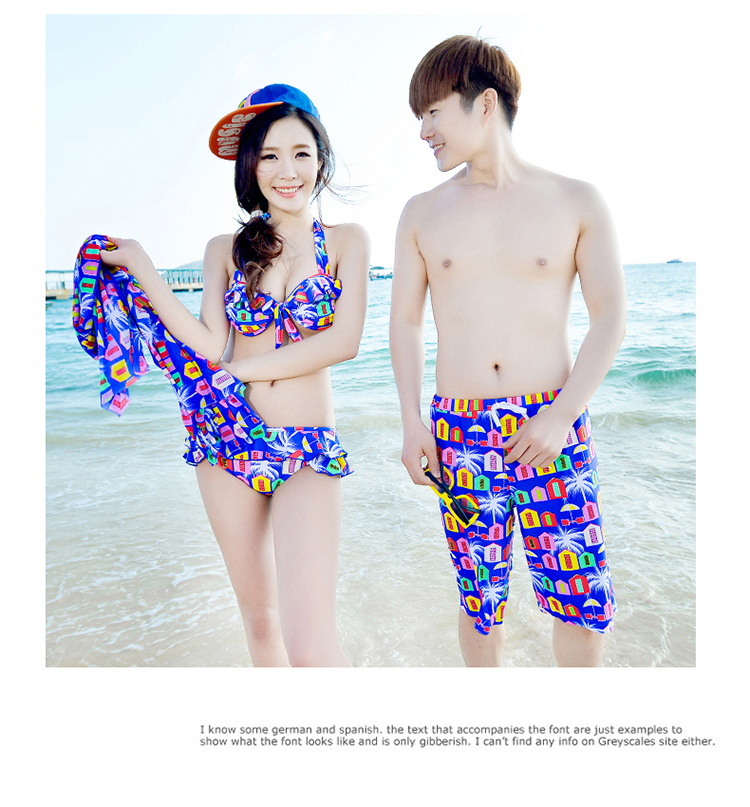 Ngực nhỏ mới tập hợp bikini thép tấm và khăn tắm ba mảnh áo tắm nam Những người yêu thích đồ bơi bãi biển - Vài đồ bơi đồ đôi đi biển nam nữ