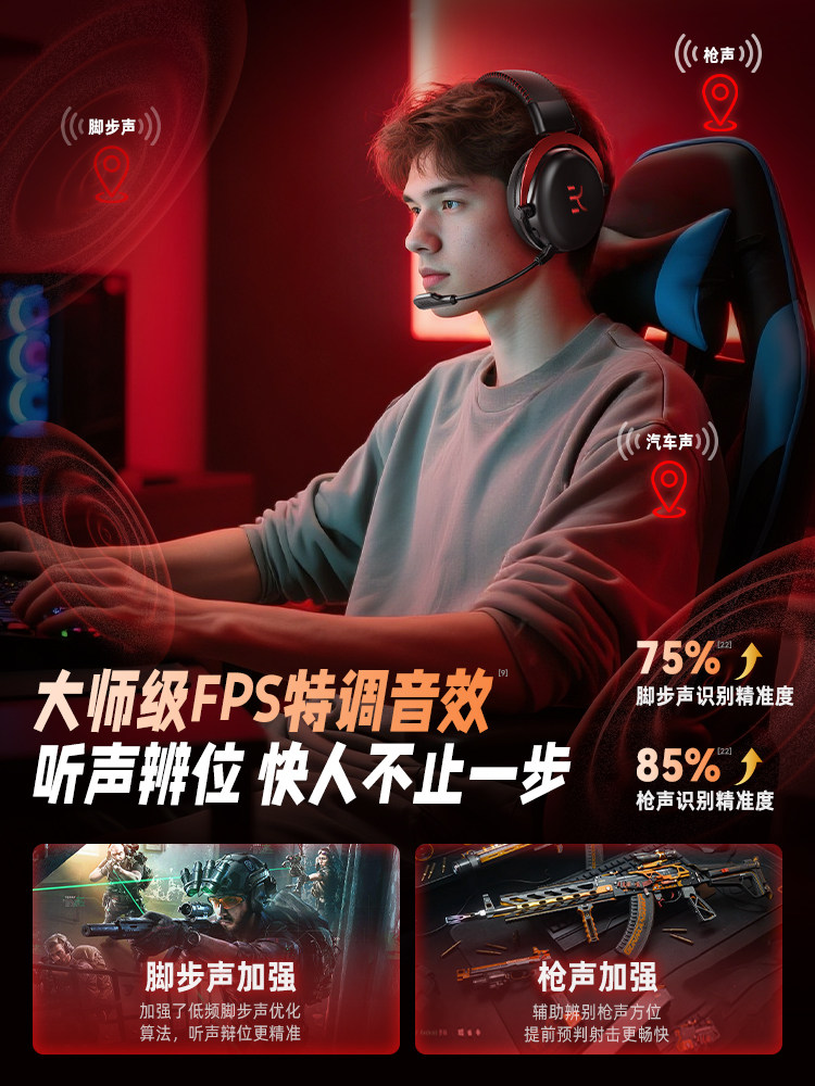 Jinyun G20 Over-Ear Headphones E-Sports Four-Mode Gaming 2.4g Wireless Bluetooth Headset 7.1 Computer Delta Cs