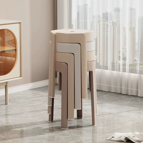 Пластиковый стул сгущенный домашний обеденный стол Высокий стул Простой современный гостиная запасной табурет может сложить круглую мельницу с круглым стулом