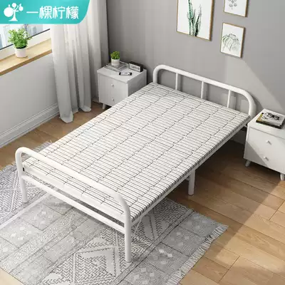 Folding bed Single bed Double household simple portable nap bed Hospital escort rental room bed iron frame 1 2 meters