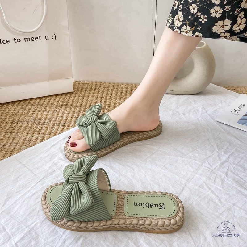 Japanese gp beach flower sandals women go out fashion bow 2021 new Korean version simple sandals
