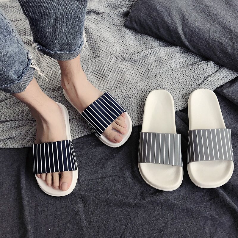 Japanese gp men's striped sandals and slippers summer 2021 non-slip outdoor soft bottom one-word slippers casual wear