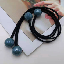 New product minimalist fashion 3mm flat double stock Cream Round Beads Zamtail Rubber Band Long Head Rope Hair Rope Hair