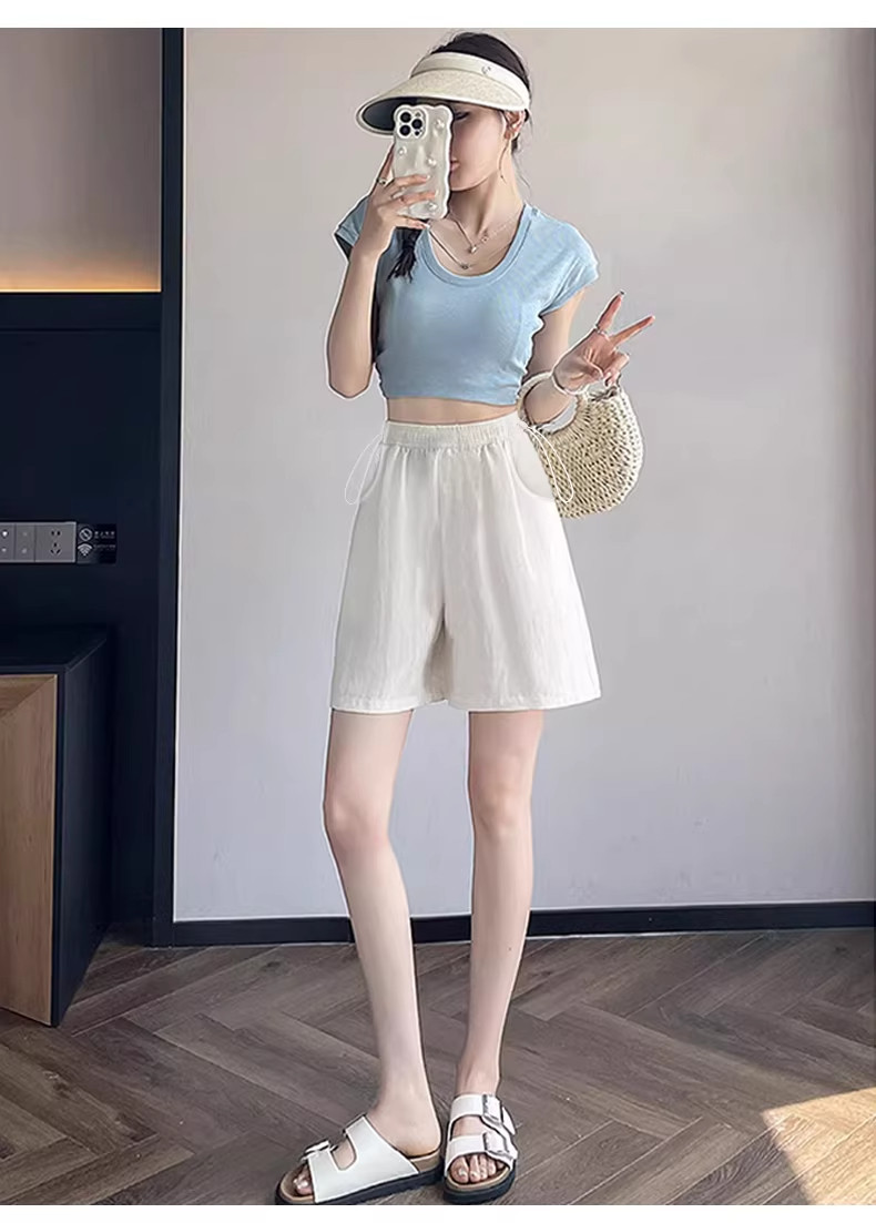 孕妇短裤夏季薄款外穿2026新款亚麻阔腿裤孕期不勒肚子打底裤夏装 — 12