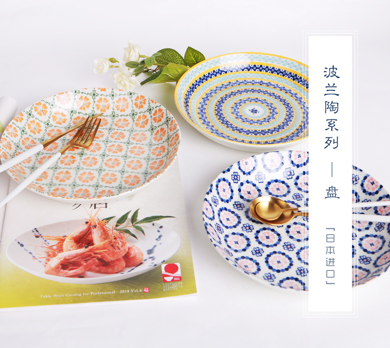 Eat dish plate household creative move is imported from Japan ceramic glaze color wavy porcelain, Japanese porcelain tableware