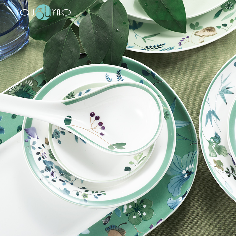 Dishes creative household porcelain tableware portfolio move quadrate dish dish bowl rainbow such as bowl bowl ten Dishes suit