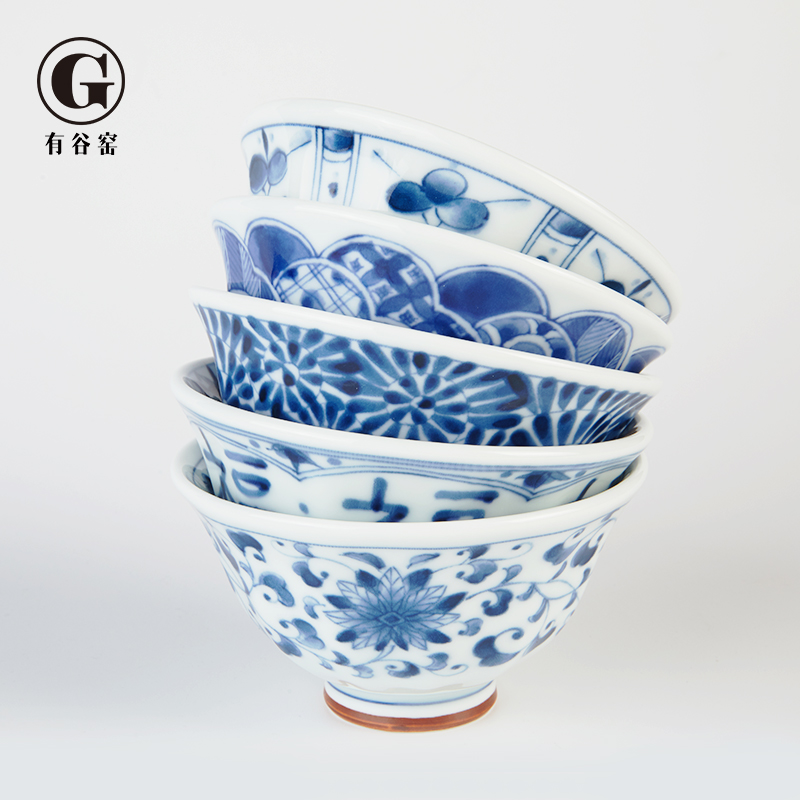 Japanese ceramic bowl bowl household blue winds hall, a small bowl of creativity under the glaze color ink painting wind bowl dessert bowl to eat bread and butter