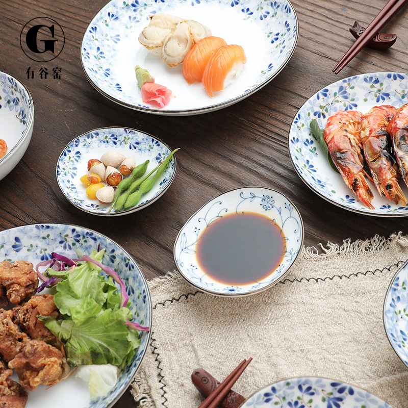 Small bluetooth Japanese imports of ceramic tableware home round the dishes and the wind under the glaze color rainbow such to use Japanese rice bowl soup bowl