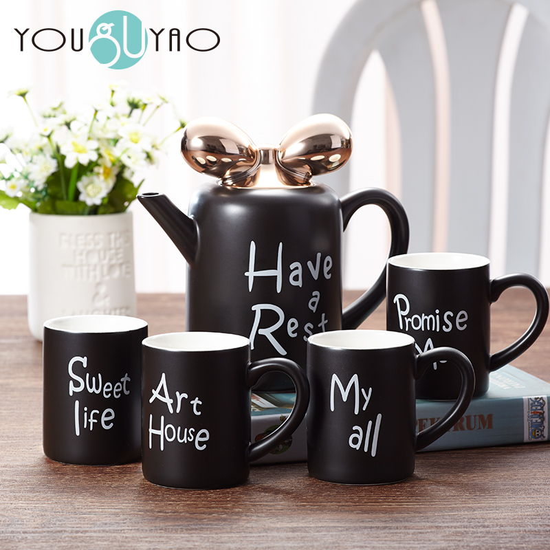 Tea set ceramic household creative lovely letters bowknot teapot gift set the whole teapot teacup