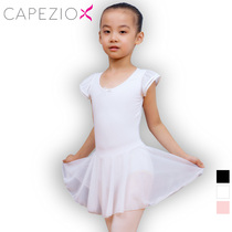 Capezio USA Capezio childrens dance clothing Ballet yarn skirt short sleeve one-piece practice suit 3973C
