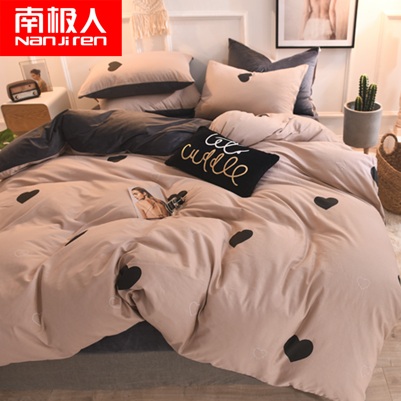 A cotton B crystal velvet coral fleece four-piece set autumn winter bed milk flannel falex sheets duvet set three pieces